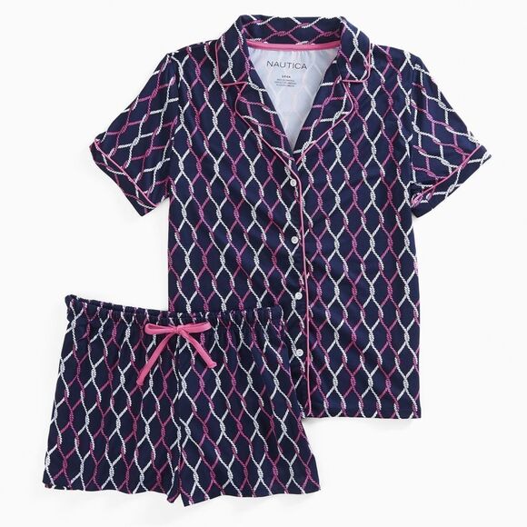 New! NAUTICA Women's Pajamas PJ 2-Piece Sleep Set Top Boxers Shorts Soft Knit - Picture 6 of 9
